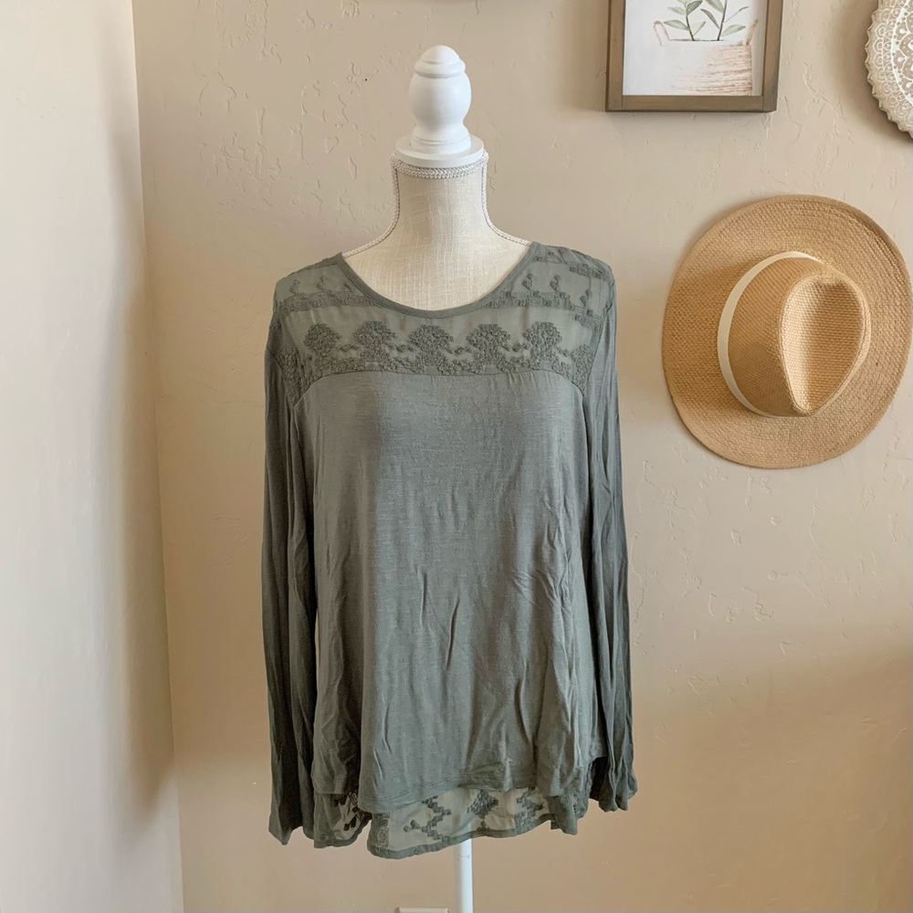 Anthropologie Adiva Long Sleeve Sheer Layer Top